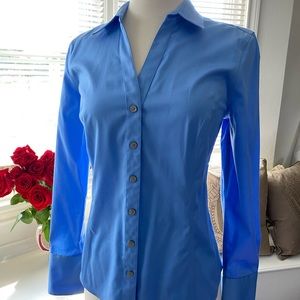 Calvin Klein custom fit cotton spandex satin shirt Sz S